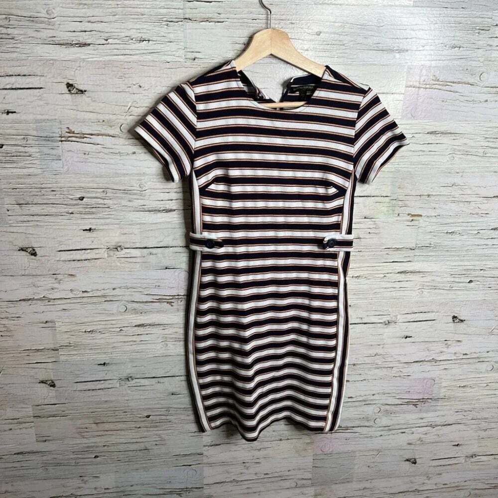 Banana republic striped dress blue white size 0 petite tee shirt